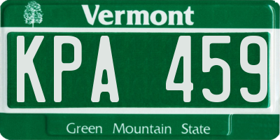 VT license plate KPA459