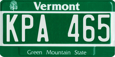 VT license plate KPA465