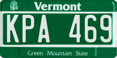 VT license plate KPA469