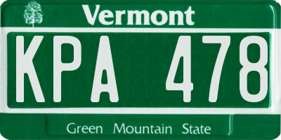 VT license plate KPA478