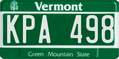 VT license plate KPA498