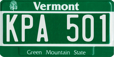 VT license plate KPA501