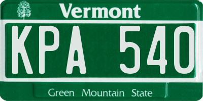 VT license plate KPA540