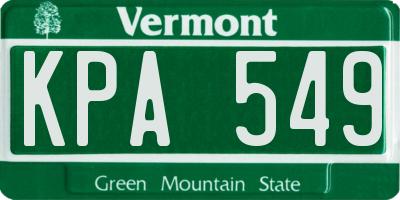 VT license plate KPA549