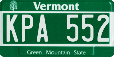 VT license plate KPA552