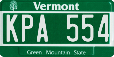 VT license plate KPA554