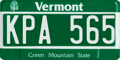 VT license plate KPA565