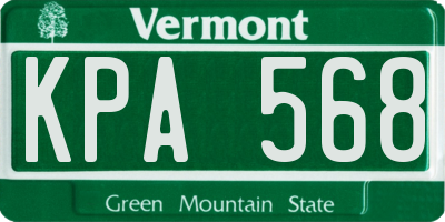 VT license plate KPA568