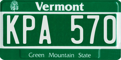 VT license plate KPA570