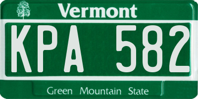 VT license plate KPA582