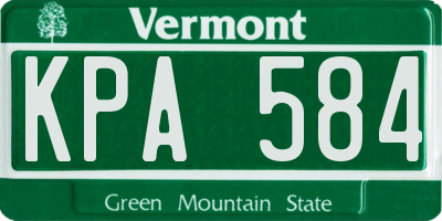 VT license plate KPA584