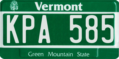 VT license plate KPA585