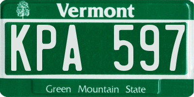 VT license plate KPA597