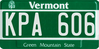 VT license plate KPA606