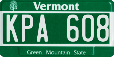 VT license plate KPA608
