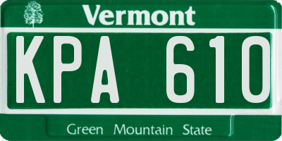 VT license plate KPA610
