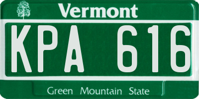 VT license plate KPA616