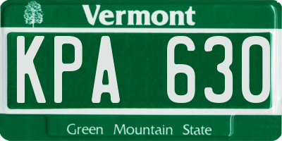VT license plate KPA630