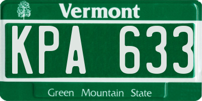 VT license plate KPA633