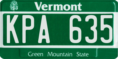 VT license plate KPA635
