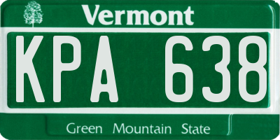 VT license plate KPA638