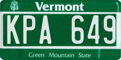 VT license plate KPA649