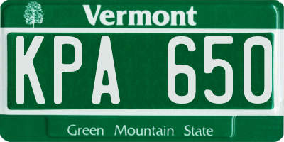 VT license plate KPA650