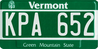 VT license plate KPA652