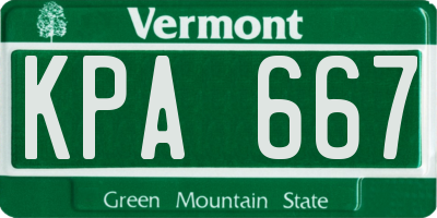 VT license plate KPA667