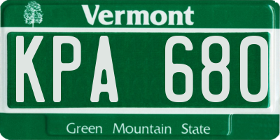 VT license plate KPA680