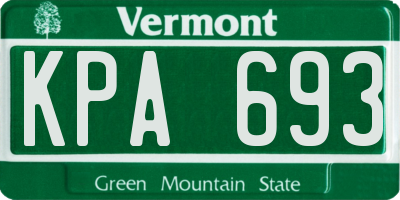 VT license plate KPA693