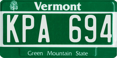 VT license plate KPA694