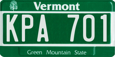 VT license plate KPA701