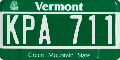 VT license plate KPA711