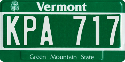 VT license plate KPA717