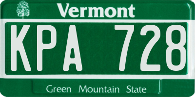 VT license plate KPA728