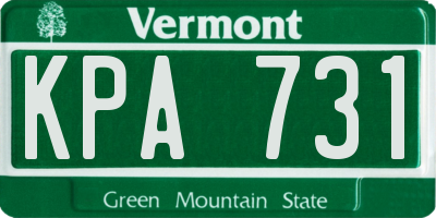 VT license plate KPA731