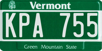 VT license plate KPA755
