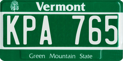 VT license plate KPA765