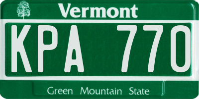 VT license plate KPA770