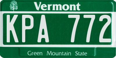 VT license plate KPA772