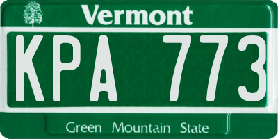 VT license plate KPA773