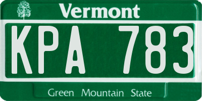 VT license plate KPA783