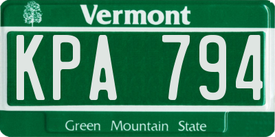 VT license plate KPA794