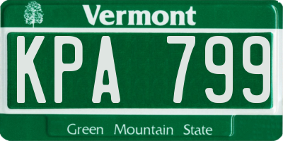 VT license plate KPA799