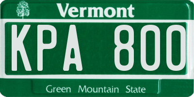 VT license plate KPA800