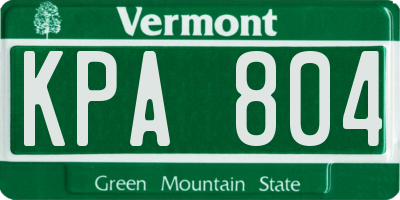 VT license plate KPA804
