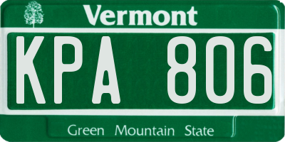 VT license plate KPA806