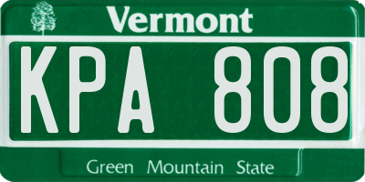 VT license plate KPA808