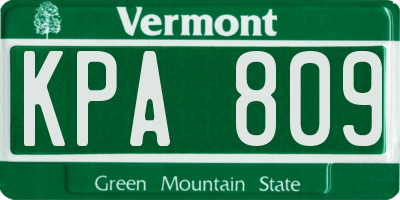 VT license plate KPA809